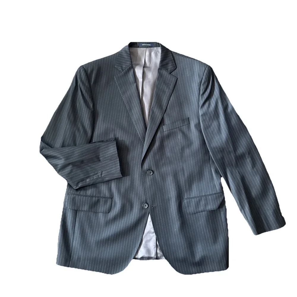 Daniel Cremieux Loro Piana Suit 44R 38x30 Gray Pinstripe Super 130's Wool Canada